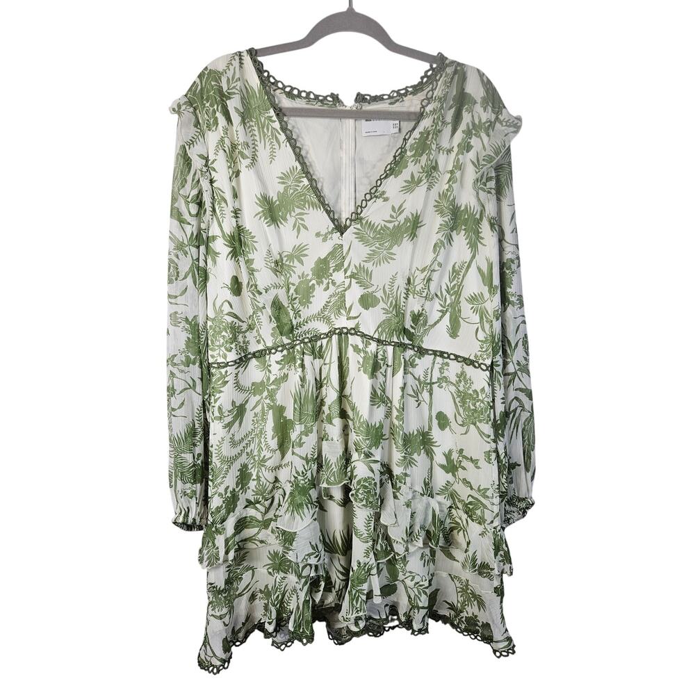 ASOS Design Curve Women's Flowy Dress Green White Floral Size 16 US